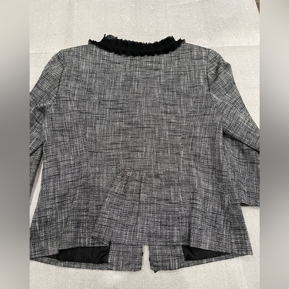 [US M]Frenz Chic Gray and Black Linen Blend Tweed Lace Jacket Hook Eye VTG - Picture 10 of 10